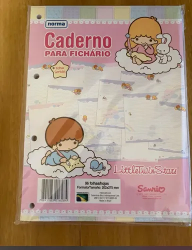 caderno para fichário little twin stars 96 folhas