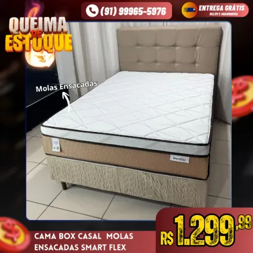 Cama Box Casal Molas Ensacadas Smart Flex Queima de Estoque