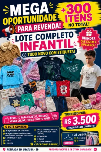 ? MEGA LOTE INFANTIL NOVO P/ REVENDA - +300 ITENS ?