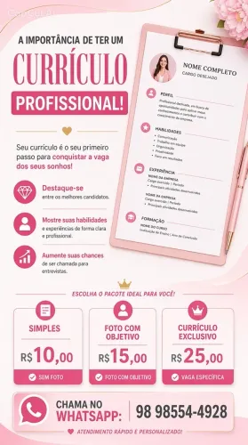Currículo Profissional A Partir De 10,00!
