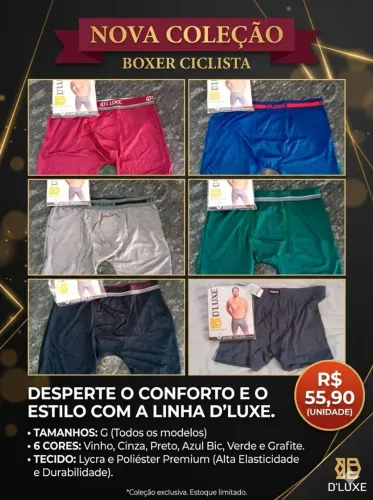 Cueca Boxer Ciclista D'Luxe Nova Coleção