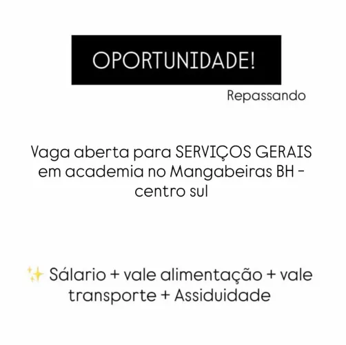 VAGA PARA SERVIÇOS GERAIS