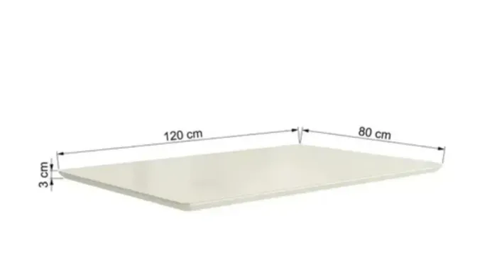 Tampo de Mesa de Jantar Retangular 120x80cm em MDF e Vidro Off White