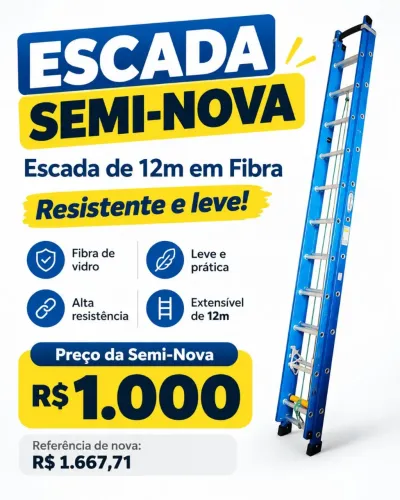 Escada Extensível Fibra 12 metros - Semi Nova