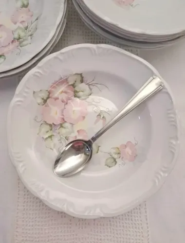 Prato Fundo Vintage Porcelana Schmidt Floral - 24 cm