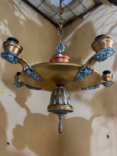Lustre art deco/art nouveau com porcelana