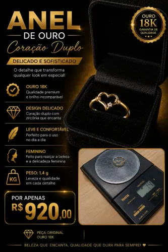 Anel em ouro feminino, ouro 18k!