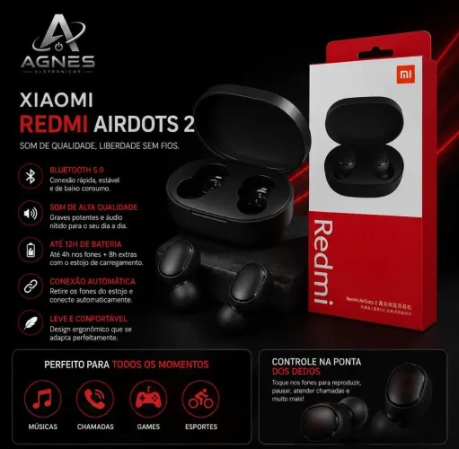 ENTREGA GRÁTIS!! Fone de Ouvido Sem Fio, Auricular, Bluetooth, Redmi Airdots 2