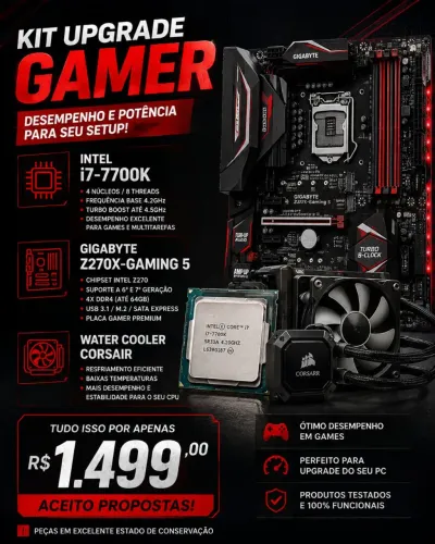 KIT GAMER i7-7700K + Z270X GAMING 5 + WATER COOLER CORSAIR