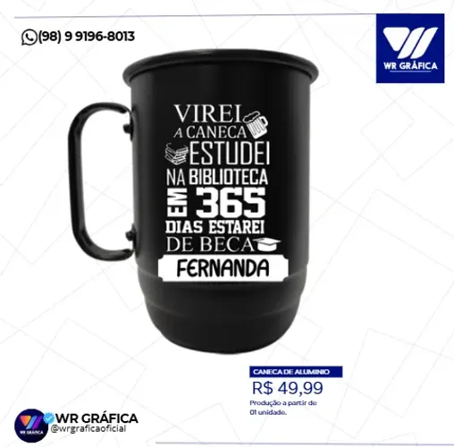 CANECA DE ALUMINIO PERSONALIZADA