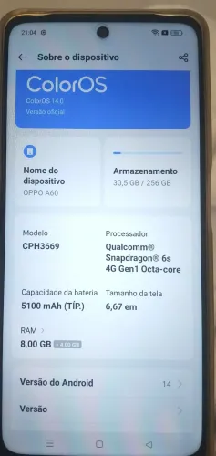 Smartphone Oppo A60 256Gb