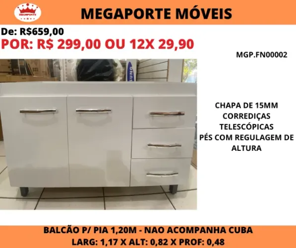 Balcão de Pia 1,20 FN
