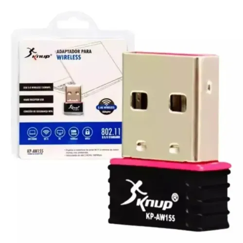 Placa WiFi USB Knup KP-AW155 Adaptador Wireless 150Mbps 2.4Ghz Nano 802.11 b/g/n