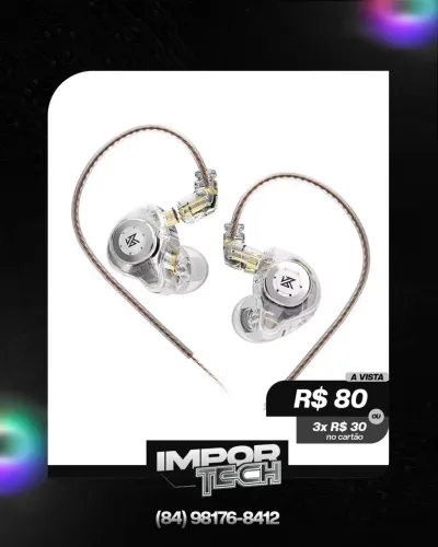 Fone KZ-EDX PRO (Cristal). @importech_084