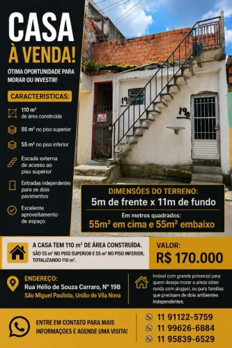 Casa a venda são Miguel paulista 