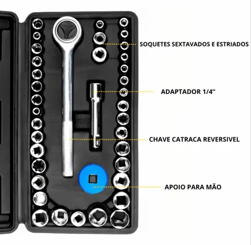 Kit 40 peças Socket combinado