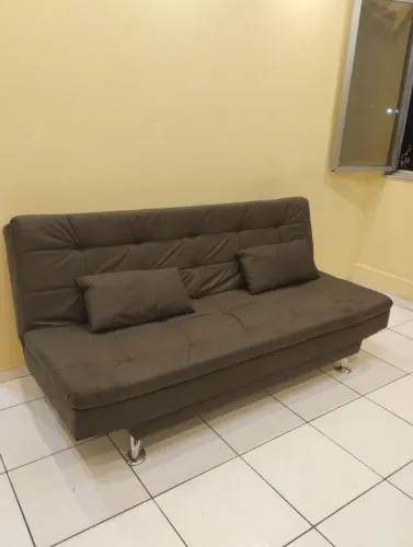 Sofá-Cama 3 Lugares Casal Premium II Suede Café - Mobly