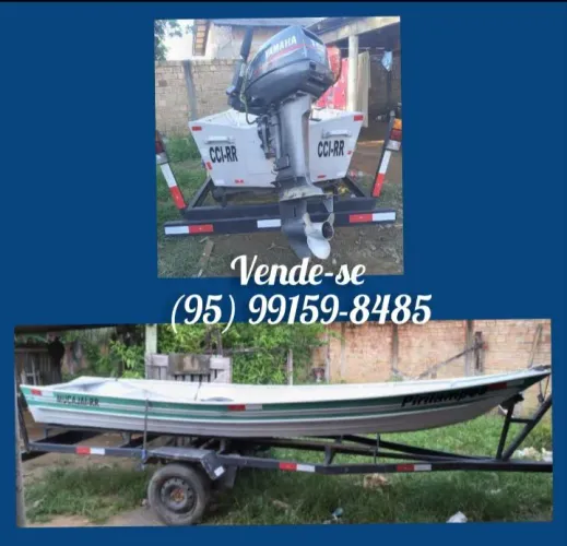 Kit canoa de alumínio, reboque e motor de popa 15hp Yamaha. 17.500,00 reais