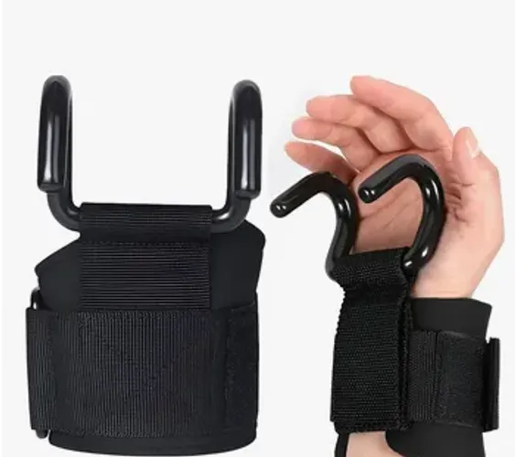 Par De Straps Gancho Aço Garras Treino Musculação Academia Preto z1498