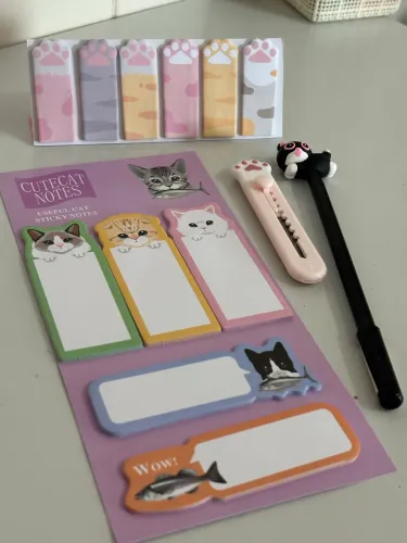 Kit de anotações gatinho e patinha 