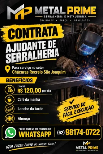 Contrata-se Ajudante de Serralheria