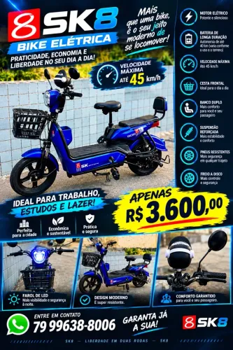 BICICLETA ELÉTRICA SK8 AZUL