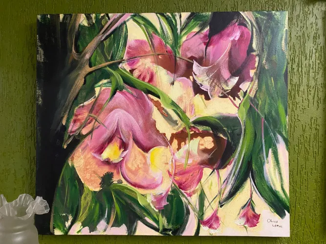 Quadro Orquídeas Pintado a Mão