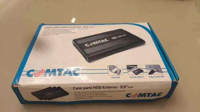 Case para HD Externo 3,5" SATA Comtac USB 2.0 Completa na Caixa