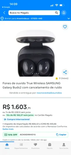 Fone galaxy buds 2