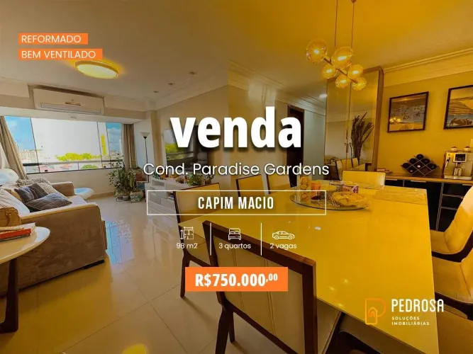 Apartamento à venda com 98 m2 - 3 quartos - no bairro de Capim Macio/Natal - 2 vagas