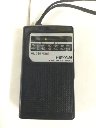 Rádio portátil am fm bateria recarrega USBc
