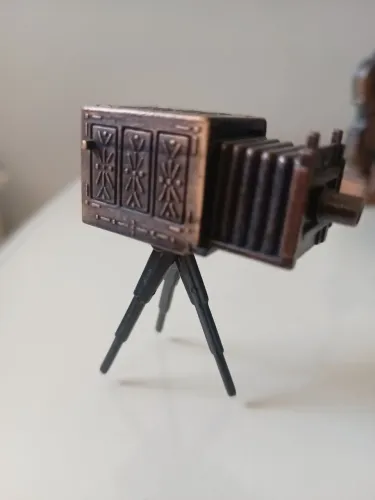 Câmera de fotografia antiga apontador miniatura de ferro