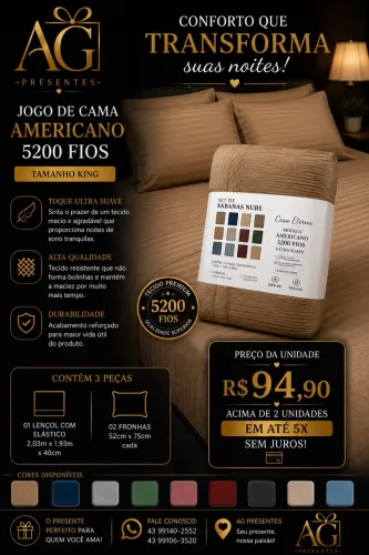 Jogo de Cama Americano 5200 Fios