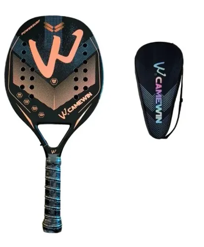 Raquete Beach Tennis Camewin Carbono-3k Modelo + Bolsa Cor Coral Holográfica