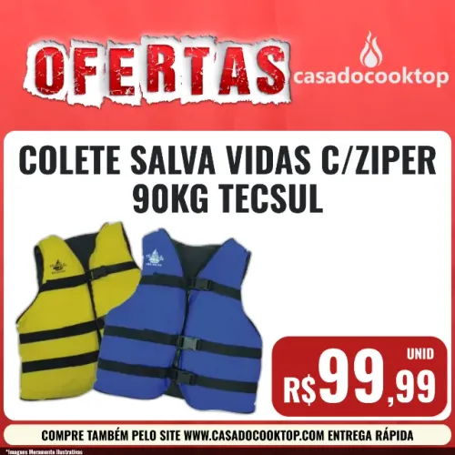 COLETE SALVA VIDAS C/ZIPER 90KG TECSUL 18478