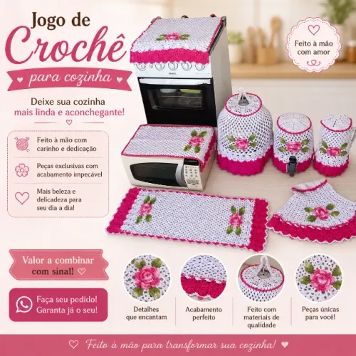 Conjunto de cozinha de crochê