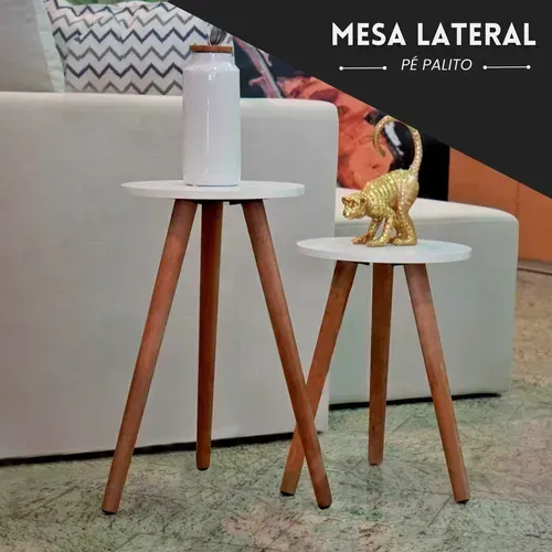 Jogo De Mesa Redonda De Canto Pé Pali kit 2 unidades