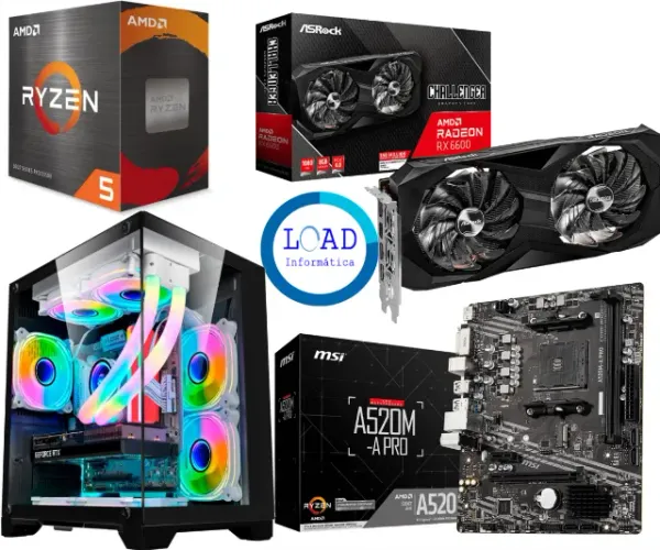 [Novo] PC Gamer Ryzen 5 4500 + RX 6600 AMD + 16gb ddr4 + 480gb SSD - NF e Garantia