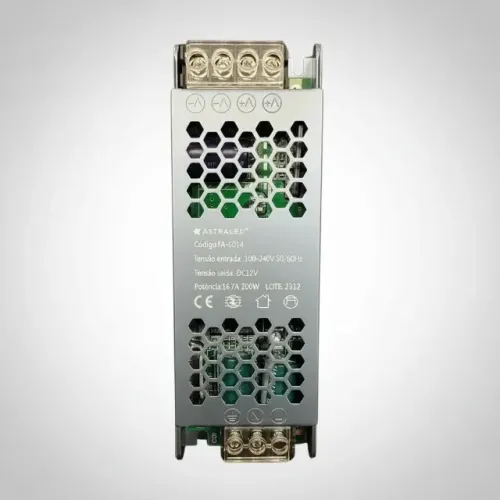 Fonte Driver 12v 16,5a 200w Slim Alimentação Fita Led Cftv