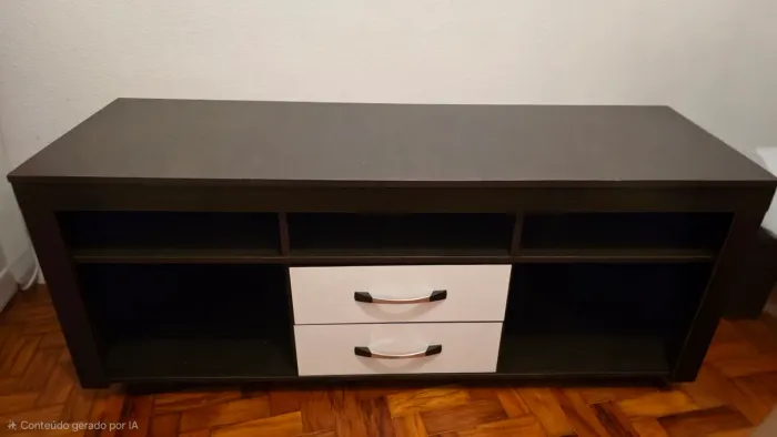 Rack Madeira com 2 Gavetas e Rodas. 