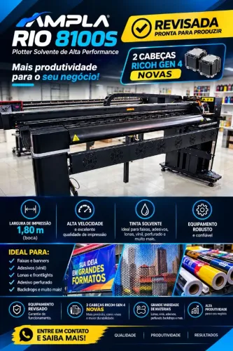PLOTTER DE IMPRESSÃO AMPLA RIO 8100S 1,8M SOLVENTE