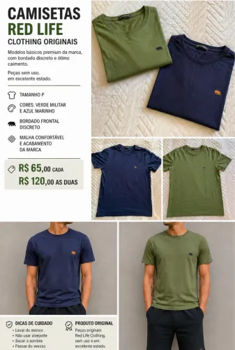  CAMISETAS MASCULINAS RED LIFE CLOTHING ORIGINAIS
