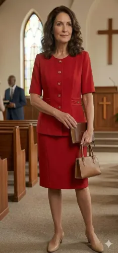 ? Conjunto social feminino elegante em vermelho clássico ? n 44