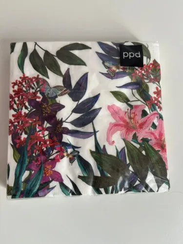 Guardanapos de Papel Premium - Estampa Floral e Borboletas (Importado)