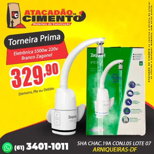 Torneira Prima Eletrônica 5500w 220v Branco Zagonel