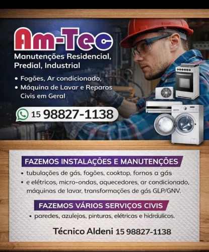 Manutenção e instalação, Fogões, tubulação de gás,Fornos, microondas,Aquecedores.