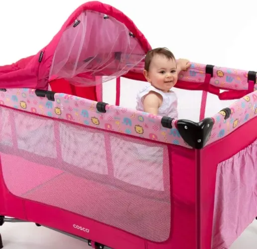 Lacrado! Cosco Kids, Berço Portátil Happy, 0 a 15kg , Rosa