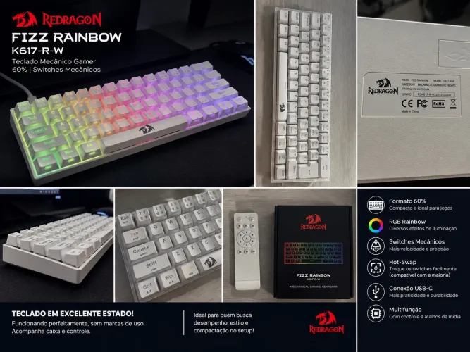 Teclado Redragon Fizz RGB-Branco