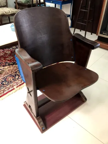 Cadeira Antiga de Cinema ou Auditório em Madeira - Vintage e Colecionável