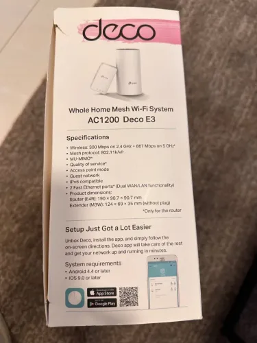ROTEADOR DECO E3, MARCA TP-LINK, sem uso, embalagem original preço venda R$150,00. 